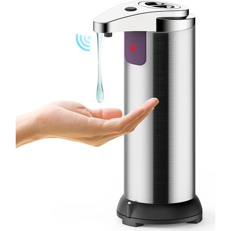 Distributeur de Savon Automatique, 250ml Distributeur de Savon Acier Inoxydable avec capteur de Mouvement Infrarouge Base étanche Commutateur Réglable, pour Bains Cuisines Hôtel Chambre-Fei Yu (1/5)