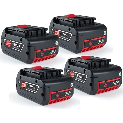 4X Ersatzakku für Bosch GBA 18 V 5 Ah Li-Ion Akku Ersatz für Bosch Professional 18 Volt 5,0 Ah Bosch GAL 18V-50, GAL 1880 CV, GSB, GBH, GWS kompatibel für 2607337069 1600A002U5 2607336815 1600Z00038 A (1/5)