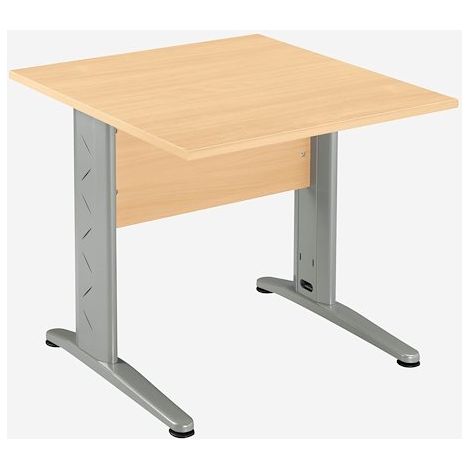 Bureau droit hêtre L 80 cm, piétement L métal - O-line 2 - aluminium - Maxiburo (1/2)