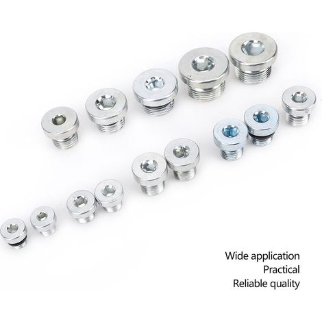 14 pièces Bouchon de vidange à douille hexagonale, bride de vidange d'huile, écrou de vidange pour usages multiples (1/5)