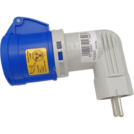 Adattatore da civile a industriale con spina schuko 2P + T 16A e presa CEE 6H 2P + T 230V 90° (1/5)