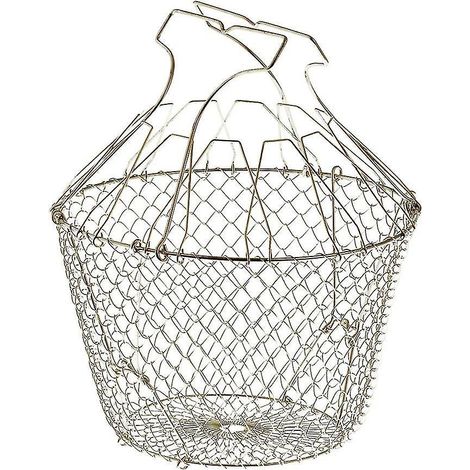 Panier à salade pliable avec renforts - Acier inoxydable - Rangement facile - Essorage doux - 22,5 cm (1/3)