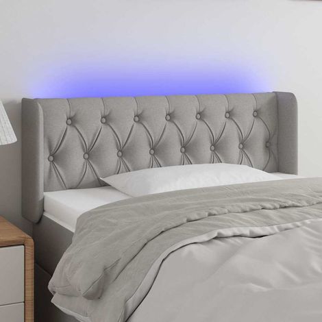 Tête de lit LED en tissu gris clair, hauteur réglable, 93 x 16 x 78/88 cm, 7.33kg - PANGIVO (1/5)