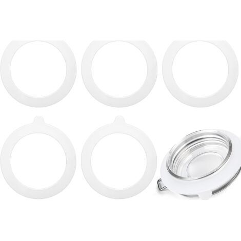 Lot de 6 joints de rechange en silicone anneaux en caoutchouc pour bocaux de conserve, blancs, étanches, pour couvercles de bocaux de conserve, 70 x 95 mm (1/5)