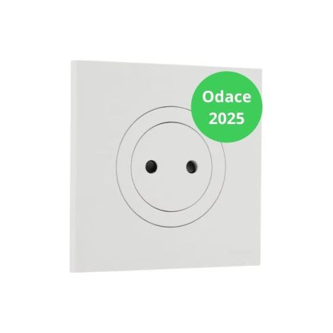 Schneider - Odace 2025 - Prise 2P affleurante + Plaque de finition - Blanc craie - Ru00e9f : S920033-P (1/5)