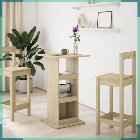 854330 Table de bar avec rangement chêne sonoma bois d'ingénierie (1/5)
