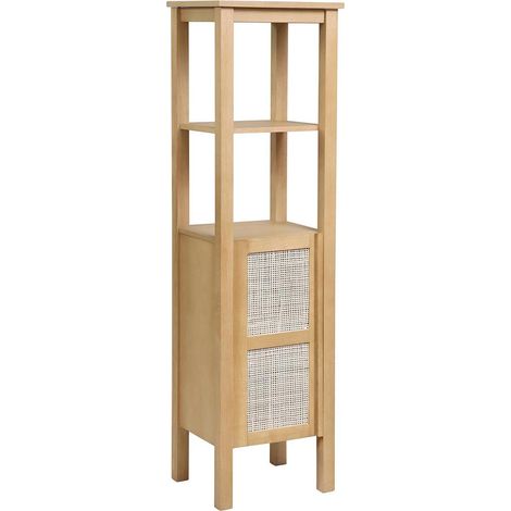 Colonne de salle de bain porte cannage chêne 145 cm