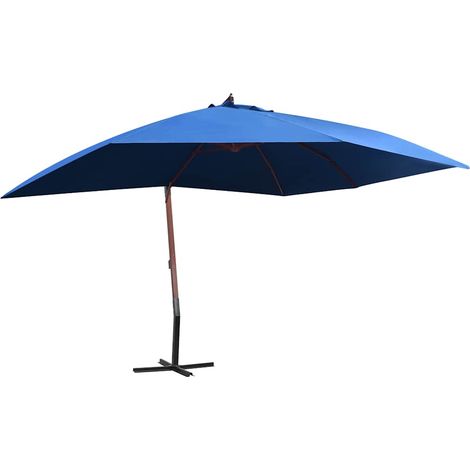 Parasol suspendu - Parasol déporté Parasol de Jardin avec mât en bois 400x300 cm Bleu BV318216 - BonneVie (1/5)