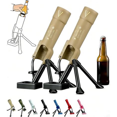 Décapsuleur de bière au design mortier, éjection automatique des capsules avec mécanisme à pression, décapsuleur amusant et amusant, ouvre-bouteille mains libres (kaki, 1 pièce) (1/5)