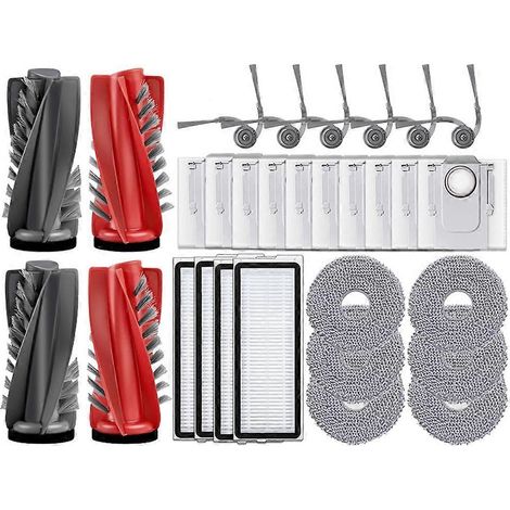 Pièces détachées pour aspirateur Roborock Qrevo 5AE Curv / S5X / 5A1 / 5XC / CurvC : rouleau principal, brosse latérale, filtre HEPA, lingette de nettoyage et sac à poussière