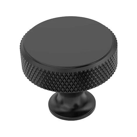 Lot de 10 boutons d'armoire ronds en métal noir mat en relief avec vis pour armoire, portes nouées, quincaillerie de cuisine, poignées nouées (1/5)