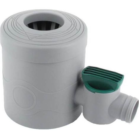 Multicuves – Collecteur d'eau de pluie gris avec robinet – Connexion gouttière ronde 68-100mm – Sortie diamètre 32mm – Fonction trop-plein automatique