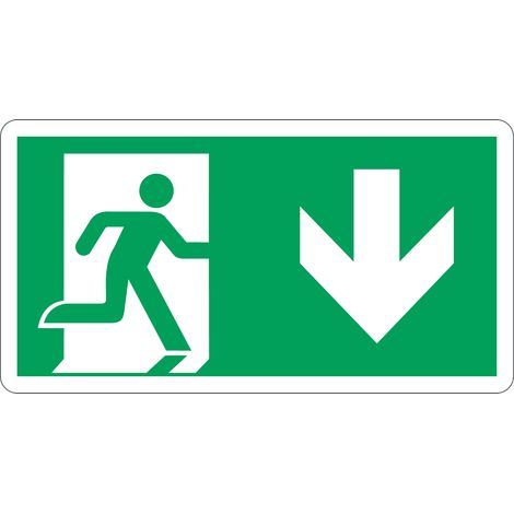 Sortie de secours flèche bas ISO 7010 - Materiel: PVC - Taille: 200x400