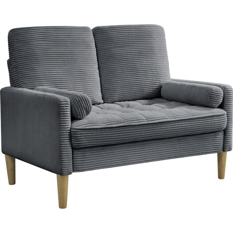 Canapé 2 places en velours côtelé de style scandinave avec coussins rembourrés, compact pour salon ou chambre (1/5)
