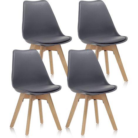 Set 4 Sedie 48,5x47x81,5 cm in Similpelle Grigio (1/5)