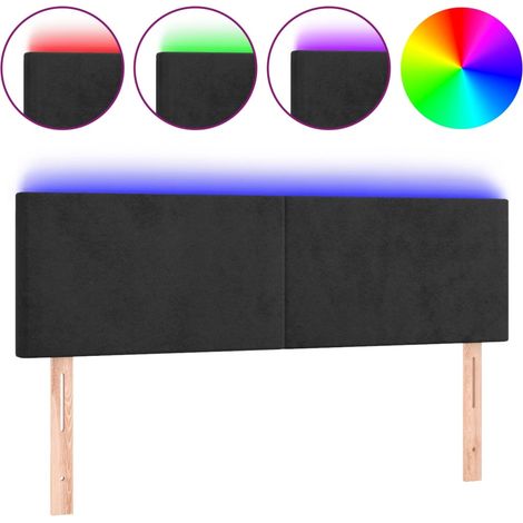 Testiera Testata del letto a LED Nera 144x5x78/88 cm in Velluto (1/5)