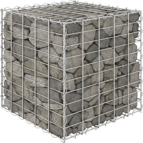 Lit surélevé cube à gabion Fil d'acier 50x50x50 cm (1/5)