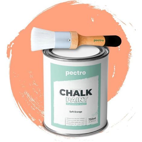 Pittura a gesso - PECTRO - ARANCIO DOLCE - 750ml - Pennello in legno incluso - Finitura opaca