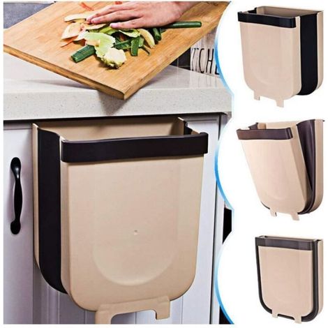 Poubelle Kitchen Pliable Wall Mounted pour Voiture Bureau à Domicile Design Suspendu 9L (1/4)