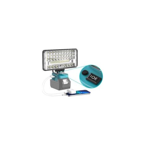 Projecteur LED rechargeable 60W – 6000 lumens – Angle de faisceau 140° – Double interrupteur – Ports USB-C et Type-A – Pour ateliers et chantiers
