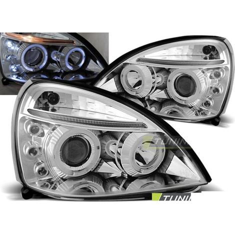 Paire de feux phares Renault Clio 2 01-05 angel eyes chrome-27361744 (1/2)
