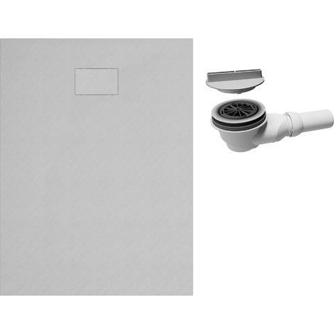 Schulte Duschwanne DWM-Tec mit Ablauf - 90x120 cm, Mattweiß, Steinstruktur