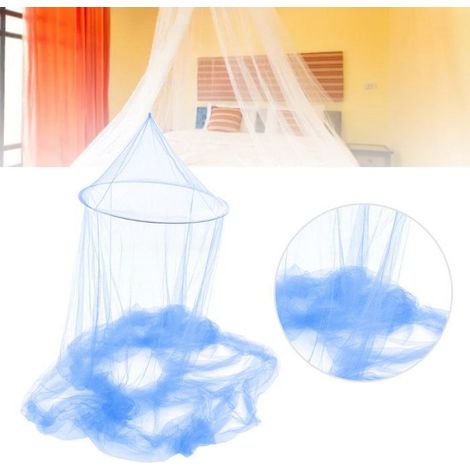Moustiquaire de lit Moustiquaire d'été en Fiber de Polyester pour chambre à coucher, auvent de lit puericulture ciel Bleue (1/4)