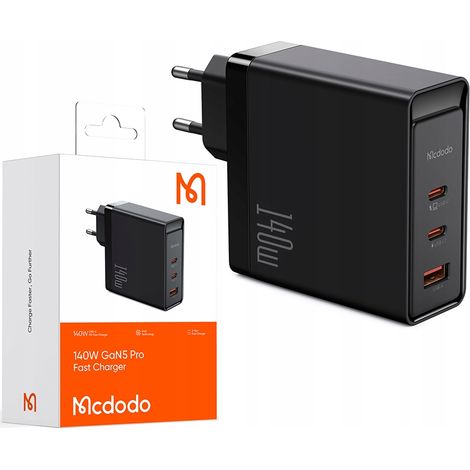 Cargador de pared rápido Mcdodo para MacBook GAN 3X USB-C USB 140W (1/5)