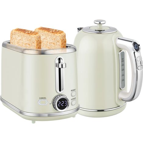 Polished Retro 40-100°C Kettle Toaster Set - Grey (1/5)
