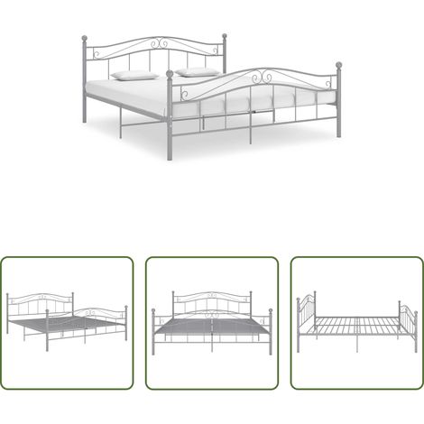 Doppelbett - Bett Grau Metall 180x200 cm (1/5)