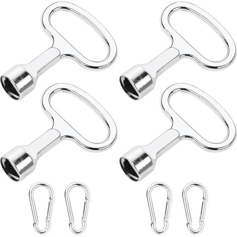 Lot de 4 clés triangulaires pour bornes, robinets - Clé triangulaire en métal pour poubelle avec 4 porte-clés, clé de borne triangulaire pour poteaux d'arrêt de porte, cheminée et bidon de gaz (1/5)