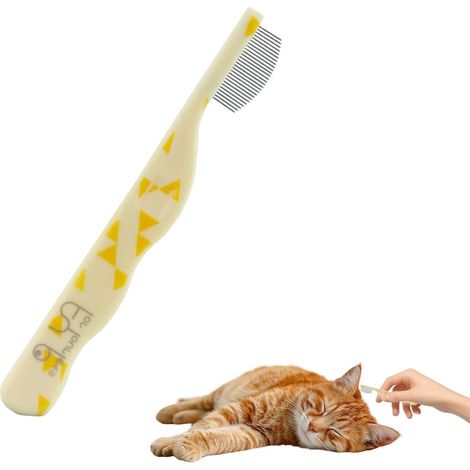 Peigne anti-puces pour chats et chiens avec dents métalliques fines et manche ergonomique pour le soin du pelage (1/5)