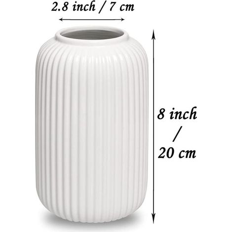 Hauteur 20 cm Vase Côtelé en Ceramique Blanc pour Pampa, Vases Decoratif pour Centre de Table Decoration (1/3)