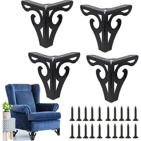 4 Pièces Pieds de Canapé de Meubles, Pieds de Canapé, Pieds de Canapé Modernes, Pieds de Meuble Télé, Pieds de Lit, pour Armoire, Canapé, Commode de Table(Noir) (1/5)