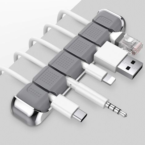 Organizzatore di cavi a 5 scomparti, supporto da scrivania per cavi USB/di alimentazione/fili, per casa, ufficio e auto (G) - AquaForge (1/5)