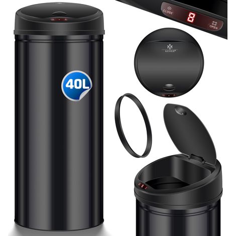 KESSER® Automatik Sensor Mülleimer Abfalleimer Abfall EDELSTAHL Papierkorb   40 Liter SCHWARZ