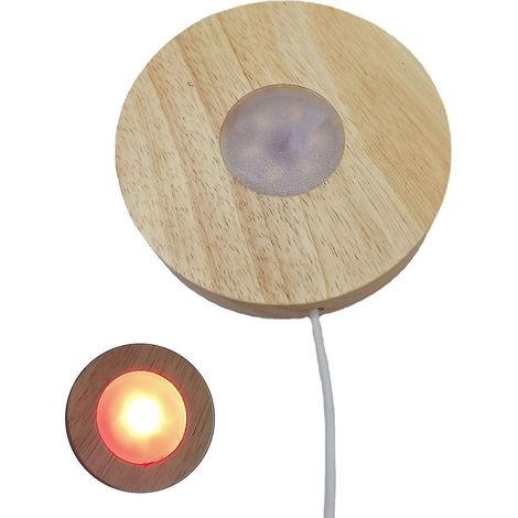 Socle lumineux rond en bois avec 6 LED pour présentoirs LED en cristal 3D, verre et résine, et autres objets décoratifs en résine pour la maison - fg (1/5)