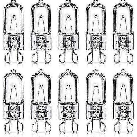Ampoules halogènes G9, 60 watts, 230 volts, paquet de 10 (1/5)