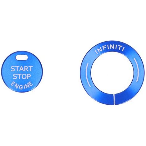 Garniture du Bouton de Démarrage et D'arrêt du Moteur, Protection contre les Rayures et la Poussière, Décoration en Alliage D'aluminium, Compatible avec les Modèles Q50L et QX60, (BLUE) (1/5)