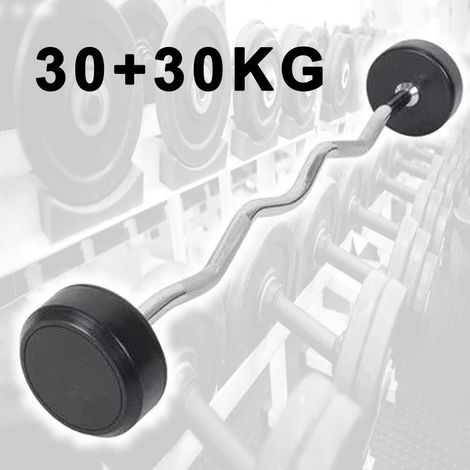 TRADE SHOP - Manubri Bilanciere Curl Curvo Ondulato Precaricato Da 60 Kg 30+30 Kg Bodysolid -