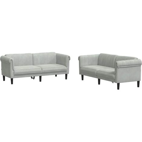 Maison Exclusive - Set di Divani 2 pz Grigio Chiaro in Velluto (1/5)
