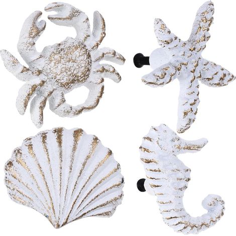 Boutons de meuble en fer blanc motif animaux marins lot de 4 (1/5)