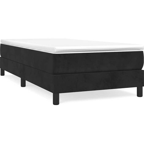 Maison Exclusive - Sommier à lattes de lit avec matelas Noir 90x190 cm Velours (1/5)