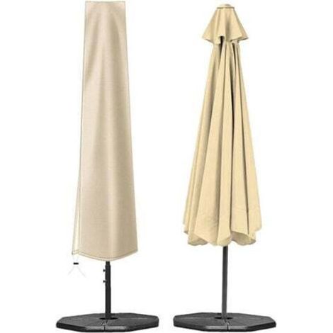Sonnenschirmhülle, doppellagig, wasserdicht, UV-beständig, robust, aus 210D Oxford-Gewebe mit Reißverschluss (190×30×50cm, Beige) GrooFoo
