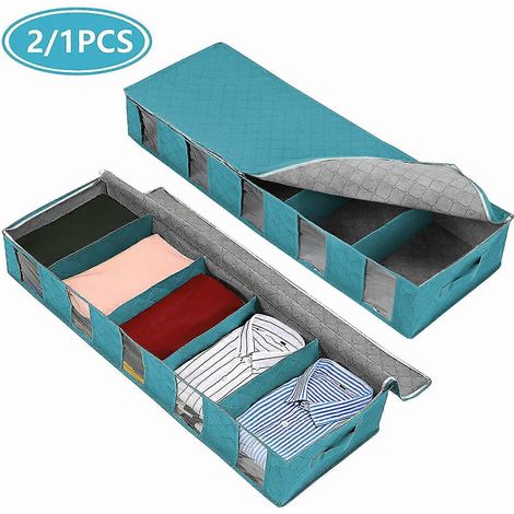Aufbewahrungstasche für unter das Bett, Kleiderbox, Organizer für unter das Bett, Kleiderbehälter-2Pcs-Blue
