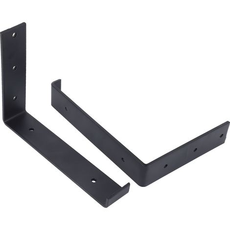 Lot de 2 supports muraux en L robustes en fer, équerres de fixation pour étagères. (1/5)
