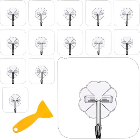 Adhesive Hooks, Wall Hooks, Self Adhesive Wall Hanger Towel Hooks for Bathrooms Hold for Kitchen, Bathroom, Clothes Office (1/5)