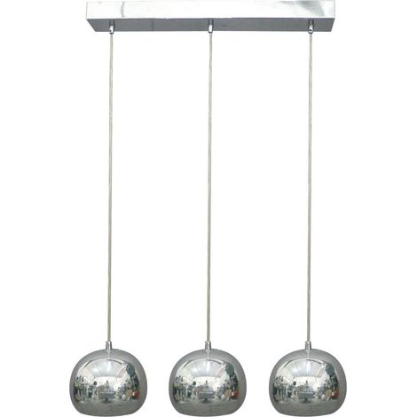 Suspension 3 Lumières en Métal Chromé Lustre Moderne pour Salon et Salle à Manger - PANGIVO