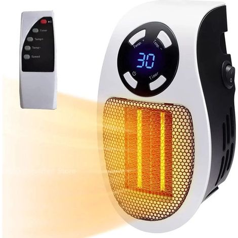 Riscaldatore per ambienti programmabile con termostato digitale，riscaldatore elettrico portatile da 450 W，adatto per uso interno，timer di 12 ore (1/5)