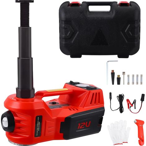 Cric Hydraulique Électrique 5T, Cric électrique Voiture 12V avec Pompe Gonflable et lumière LED, 150-450mm Leve, 4 in 1 Crics de Voitures pour Voiture/SUV/Camion, Changement de pneus (1/5)